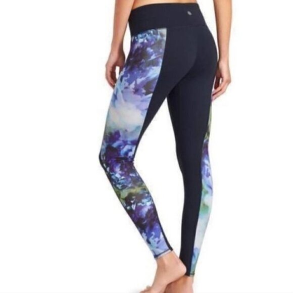 Athleta Womens High Rise Chaturanga Leggings Size Small Blue Green Floral 721703 - Picture 3 of 3